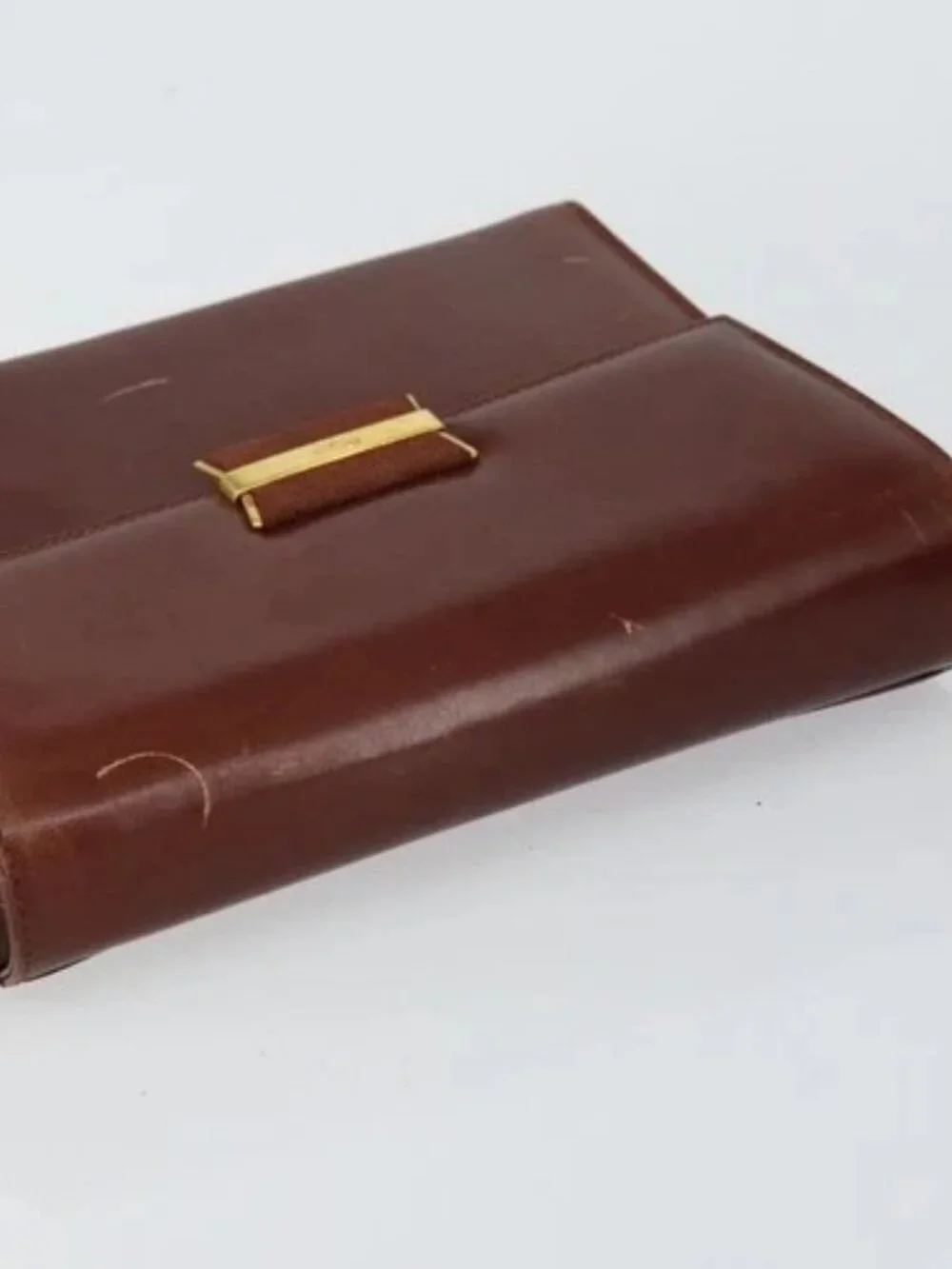 Salvatore Ferragamo Shoulder Bag Leather Brown Gold Auth BA8006